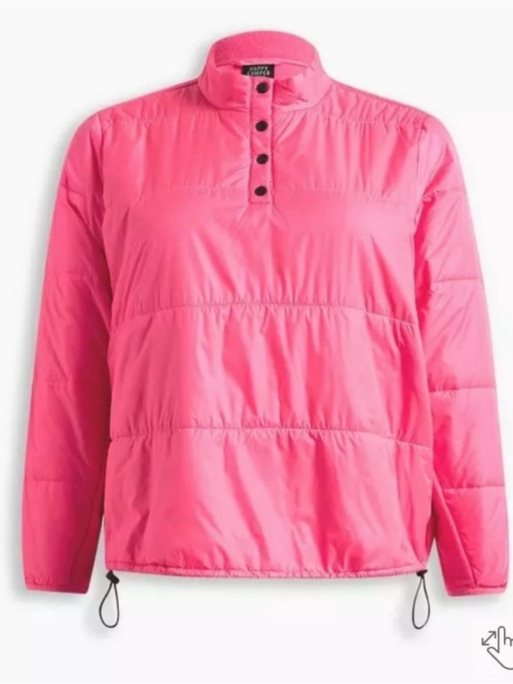 Torrid Hot Pink Snap-Placket Pullover Puffer